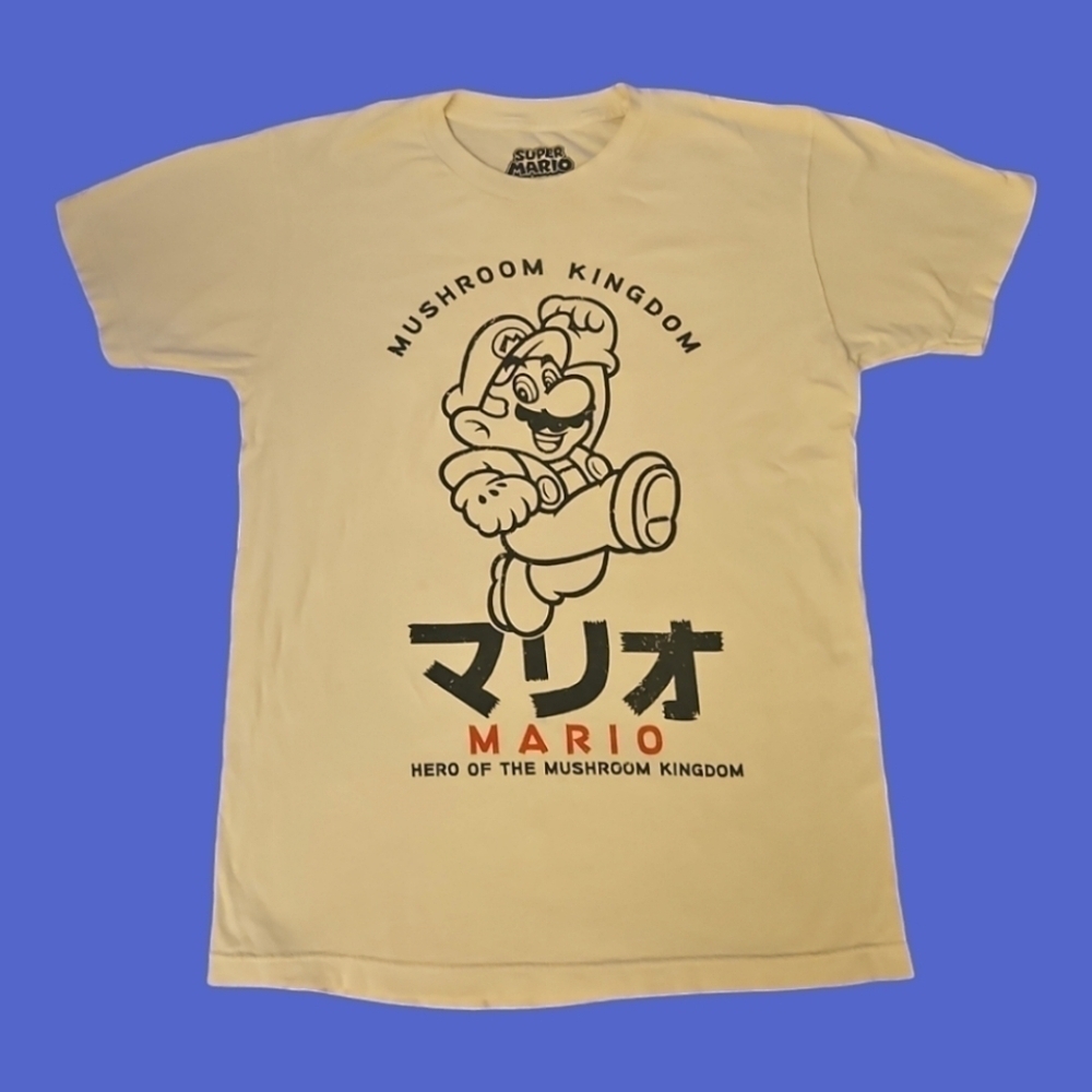 3/$30 SUPER MARIO White Graphic Mushroom Kingdom Short Sleeve Unisex T-shirt